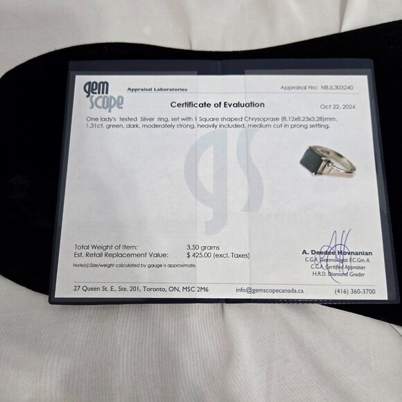 Chrysoprase stone and silver ring - Picture 11 of 14